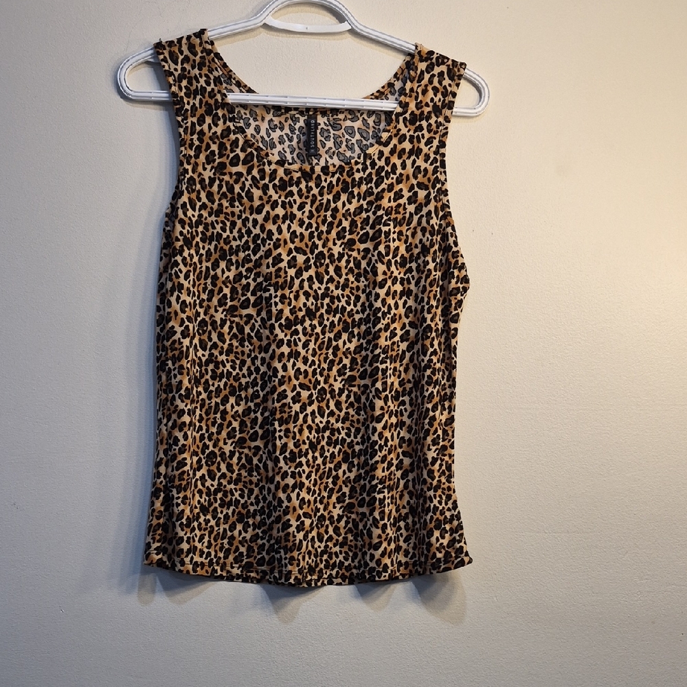 🌟4 For 15 🌟Leopard Print Sleeveless Tank Top - Brown/Black